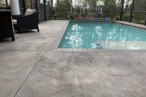 Decorative concrete pool deck coating contractor in Florida